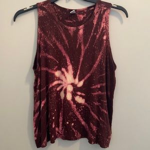 Bleach dyed maroon shirt in large
